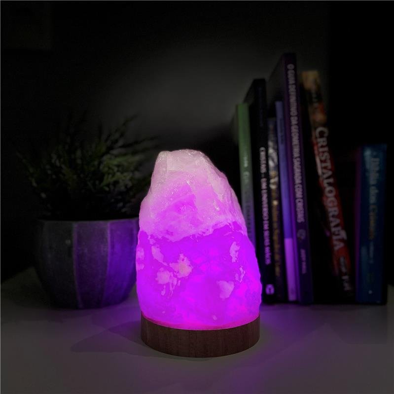 LUMINÁRIA GRANDE LUZ COLORIDA - QUARTZO ROSA