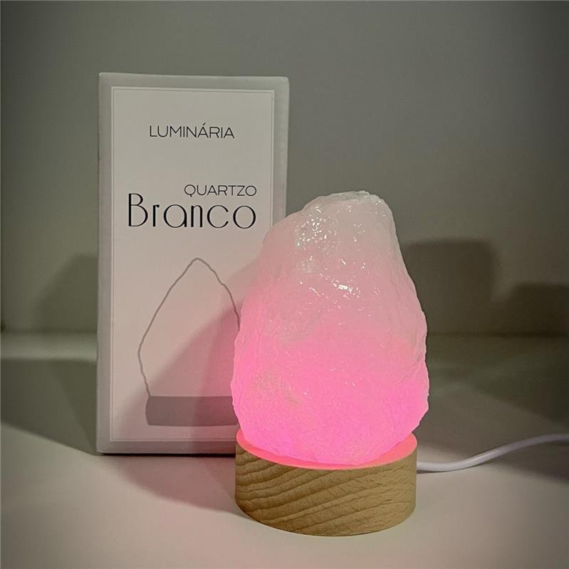 LUMINÁRIA PEQUENA LUZ COLORIDA - QUARTZO BRANCO