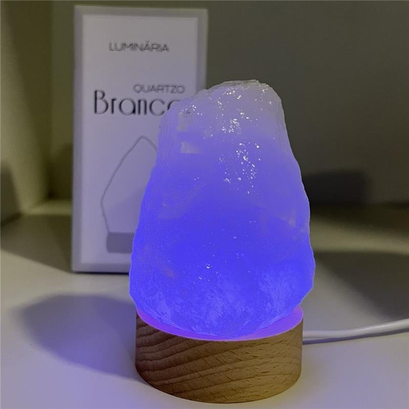 LUMINÁRIA PEQUENA LUZ COLORIDA - QUARTZO BRANCO