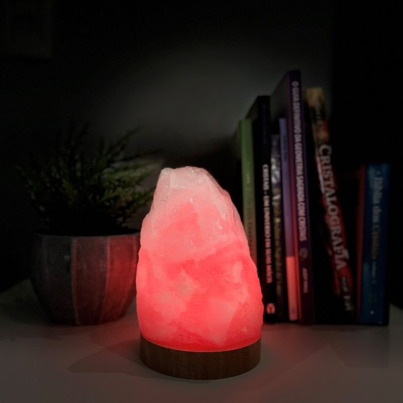 LUMINÁRIA GRANDE LUZ COLORIDA - QUARTZO ROSA